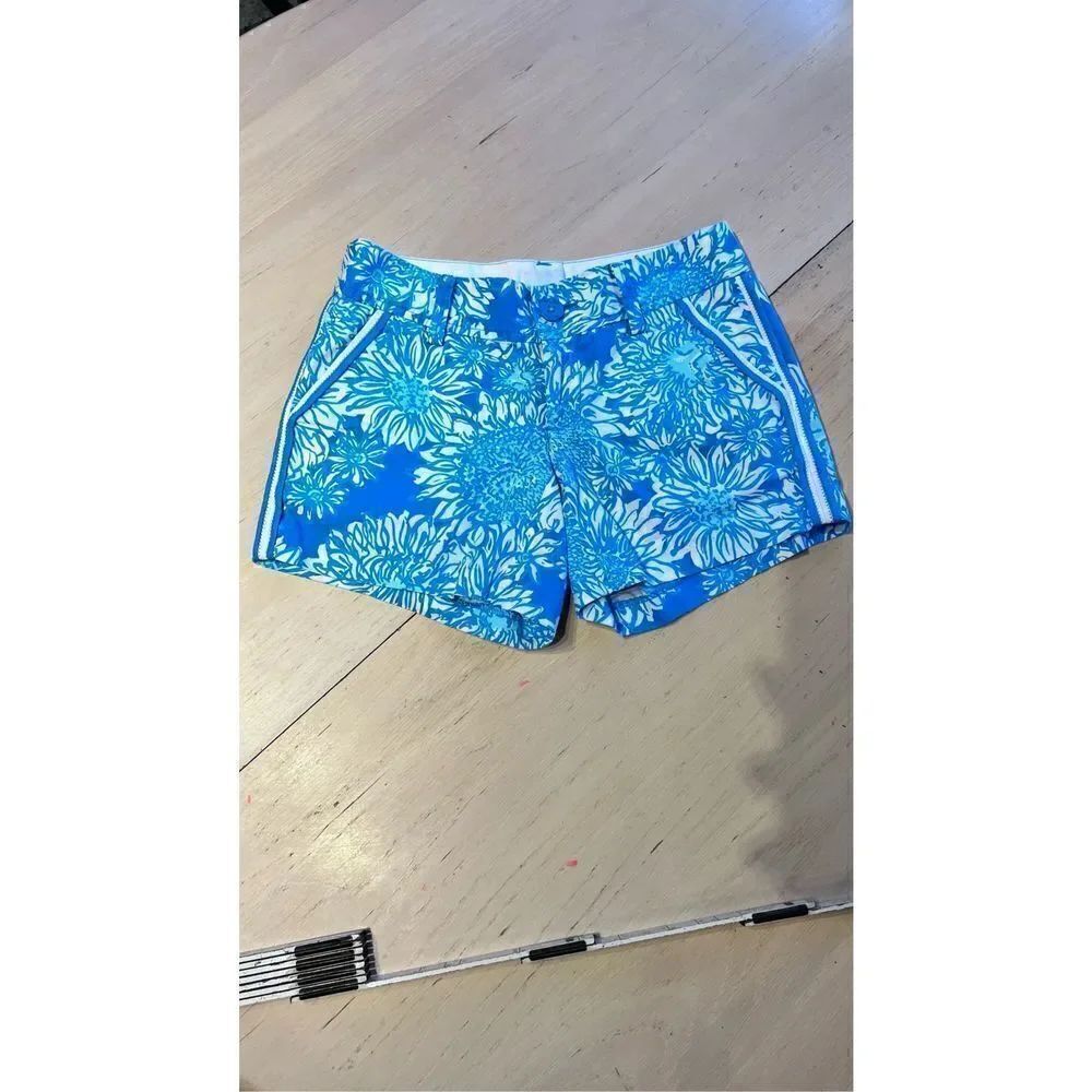 LILLY PULITZER CALLAHAN SHORTS ARIEL BLUE LION IN THE SUN SIZE 000